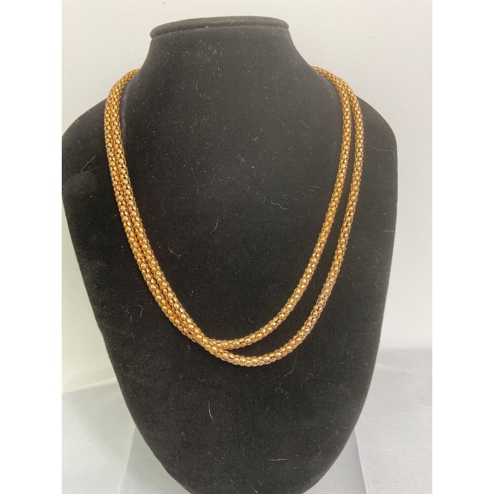 Gold-Tone Snake Chain Necklace Double Strand Adjustable
